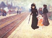 Georges D Espagnat The Suburban Railroad Station USA oil painting artist